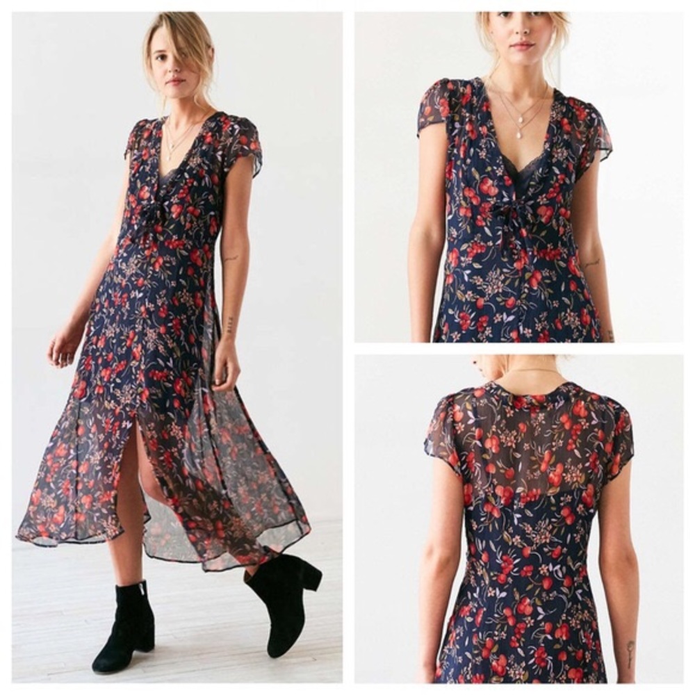Urban Outfitters Cherry Midi Dress Size 0